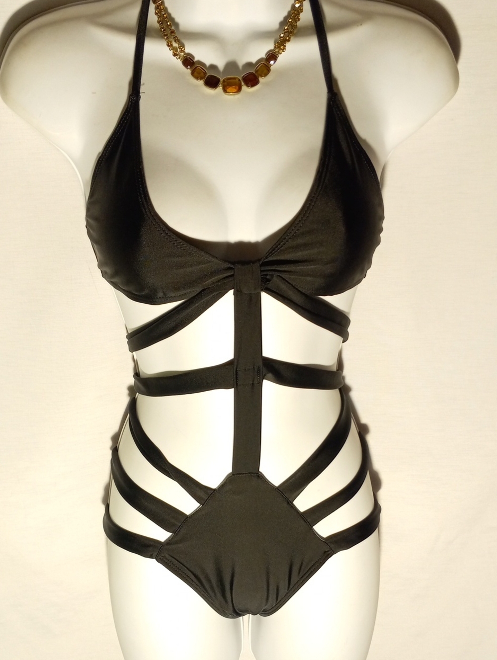 Black Strappy Cutout One-Piece Swimsuit